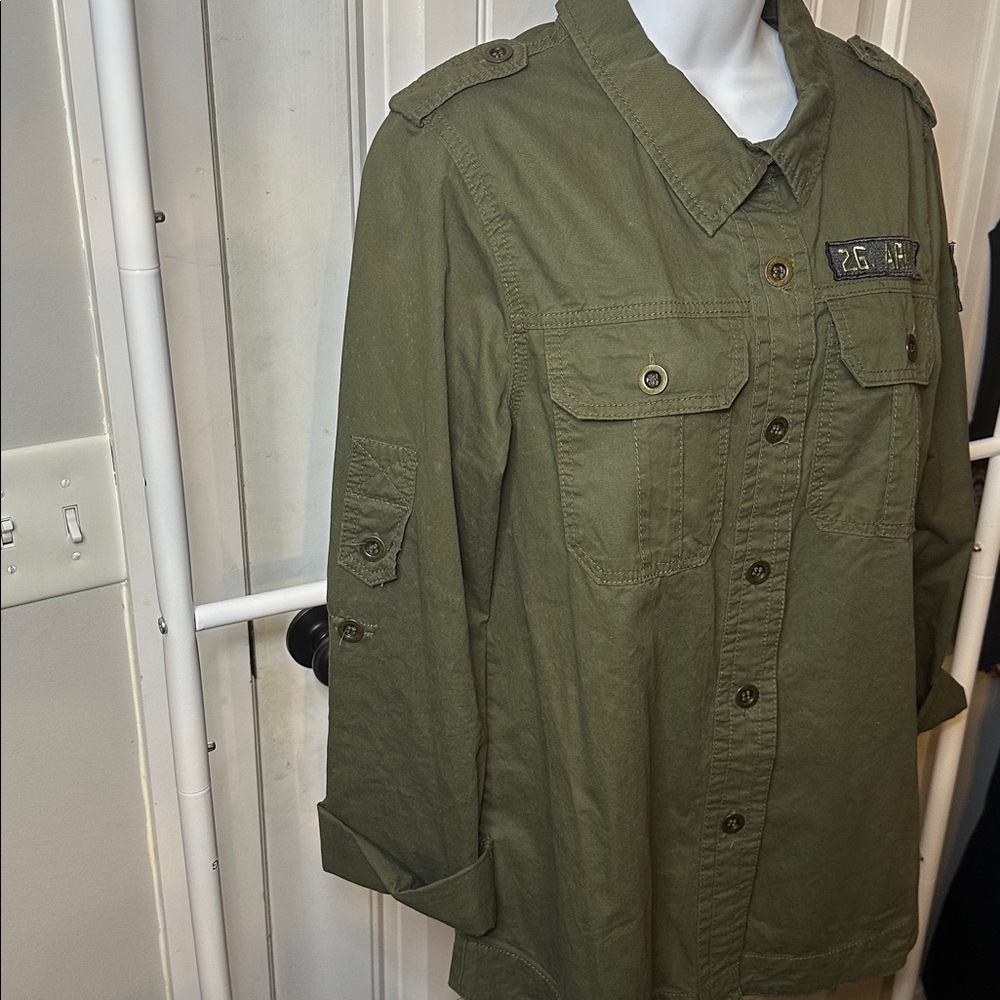 Ashley By 26‎ International Size Large Olive Green Army Utility Jacket - Picture 3 of 10